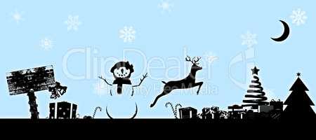 Composite image of christmas scene silhouette