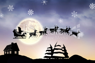 Composite image of christmas scene silhouette