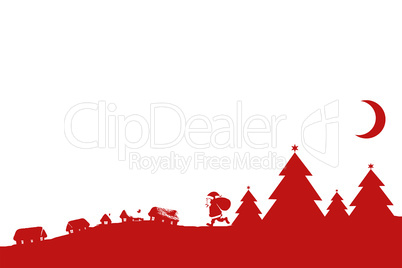 Composite image of christmas scene silhouette