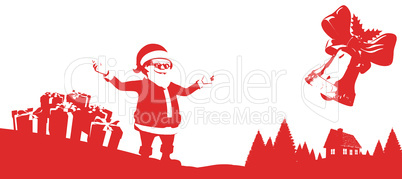 Composite image of christmas scene silhouette