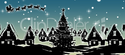 Composite image of christmas scene silhouette