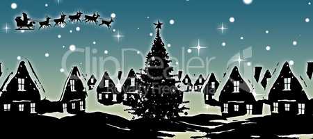 Composite image of christmas scene silhouette