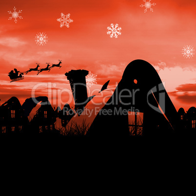 Composite image of christmas scene silhouette