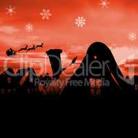 Composite image of christmas scene silhouette