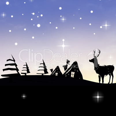 Composite image of christmas scene silhouette