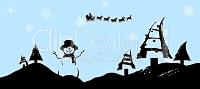 Composite image of christmas scene silhouette