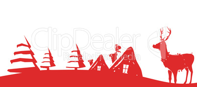 Composite image of christmas scene silhouette