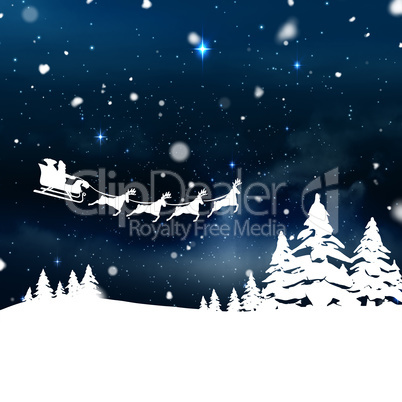 Composite image of christmas scene silhouette