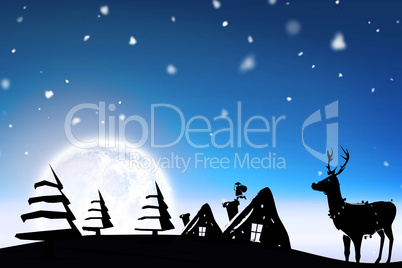 Composite image of christmas scene silhouette