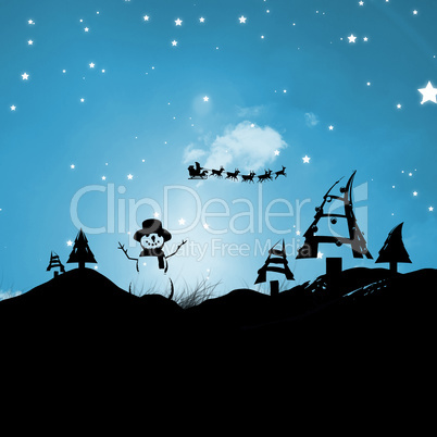 Composite image of christmas scene silhouette