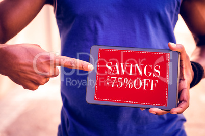 Composite image of sale advertisement