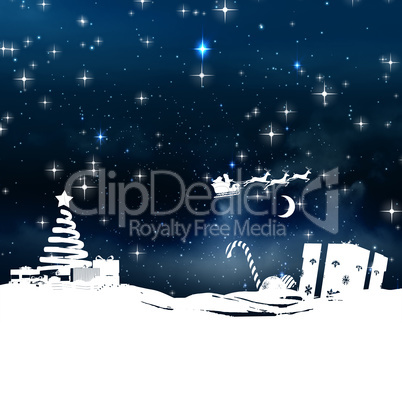 Composite image of christmas scene silhouette