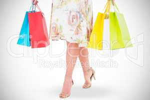 Elegant woman holding shopping bag