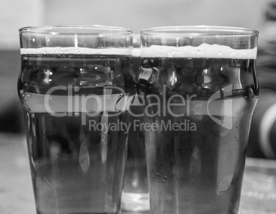 Black and white Beer pint