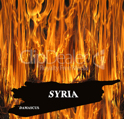 map of Syria on fire