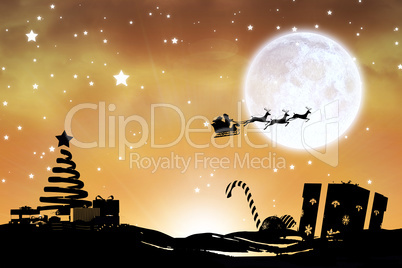 Composite image of christmas scene silhouette