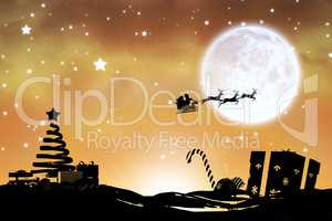 Composite image of christmas scene silhouette