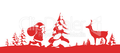 Composite image of christmas scene silhouette