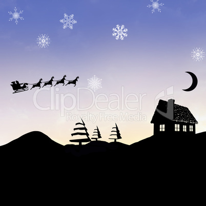 Composite image of christmas scene silhouette