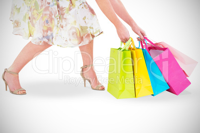 Elegant woman holding shopping bags