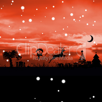 Composite image of christmas scene silhouette