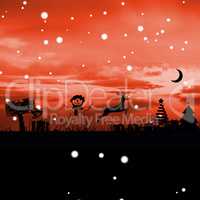 Composite image of christmas scene silhouette