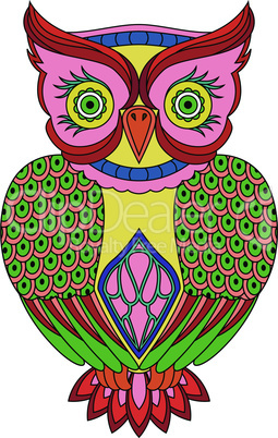Colourful big serious owl
