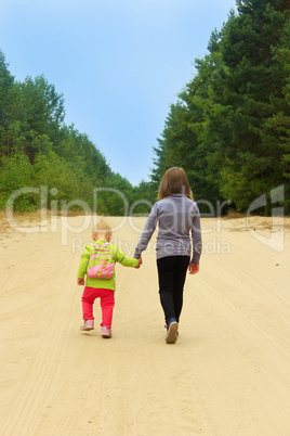 sisters go on a forest road