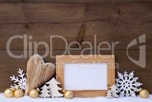 Golden Christmas Decoration, Snow, Copy Space