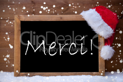 Christmas Card,Chalkboard, Merci Mean Thank You, Snowflake, Snow