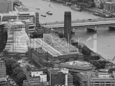 Black and white Aerial view of London