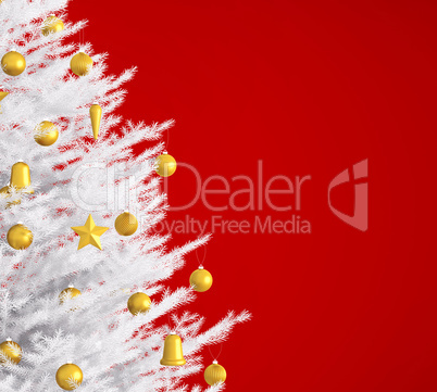 White christmas tree over red 3d rendering