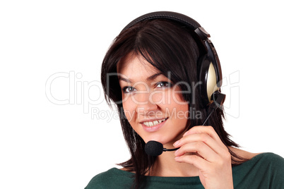 beautiful girl with headphones helpline