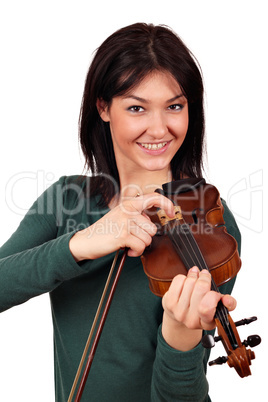 happy girl with violin