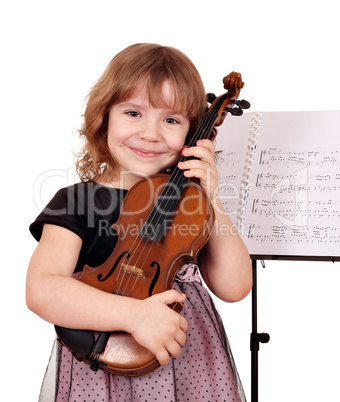 little girl with violin posing