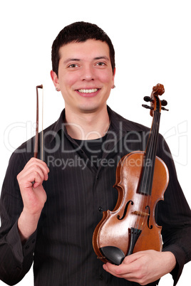 man with violin posing