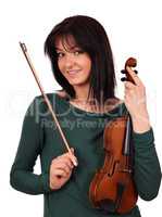 beautiful girl with violin portrait