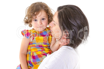 Mother teaching discipline her little daughter