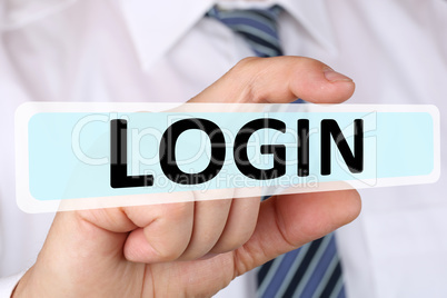 Business man Konzept mit Login anmelden Passwort am Computer im
