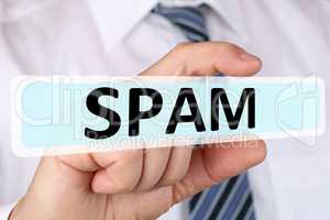 Business man Konzept mit Spam Mail im Internet