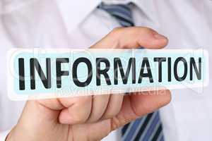Business man Konzept mit Information Info Auskunft Hilfe