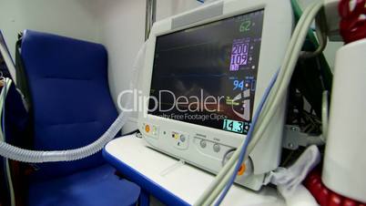 Medical equipment in ambulance patient monitor displayed high blood pressure