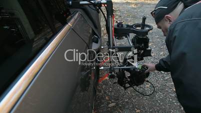 Using rig for the shots with the camera mounted on the outside of the car