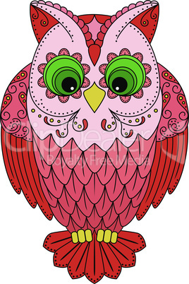 Colourful big red owl