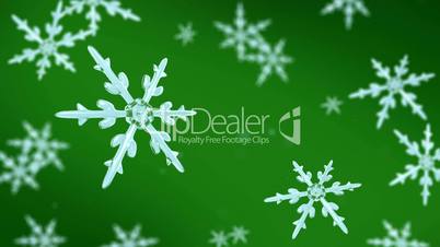 snowflakes focusing background green hd