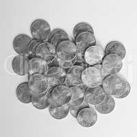 Black and white Dollar coins 1 cent