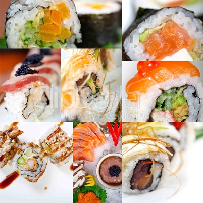 Japanese sushi collage