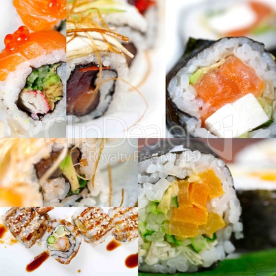 Japanese sushi collage