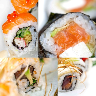 Japanese sushi collage