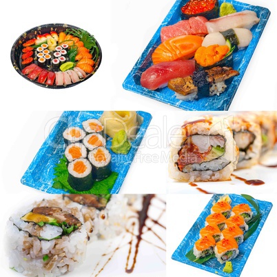 Japanese sushi collage